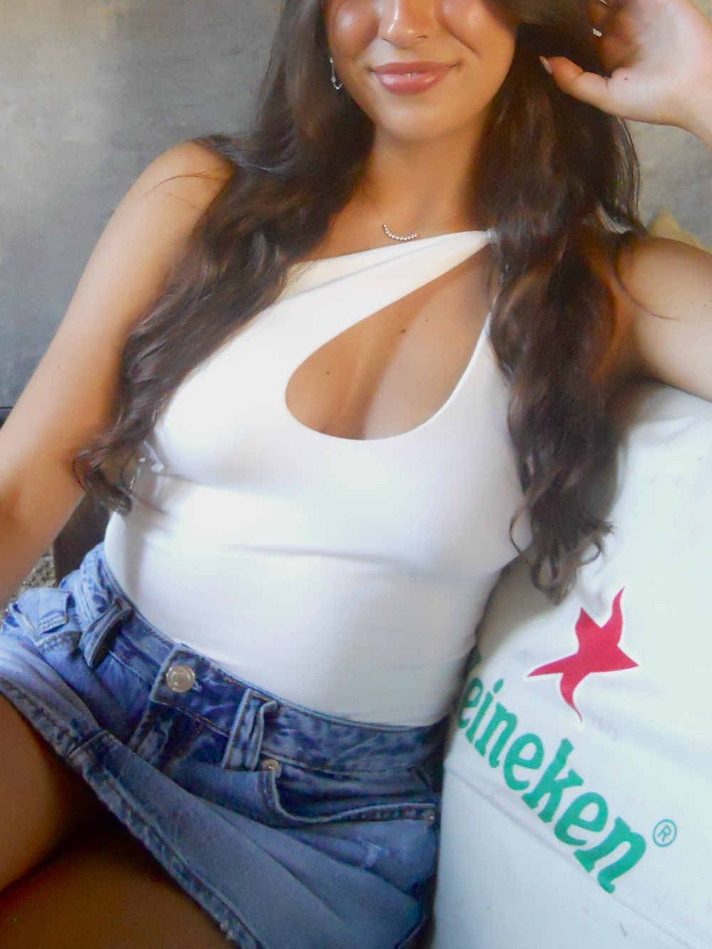 NEW White One-Piece Bodysuit with Knot Shoulder Shein